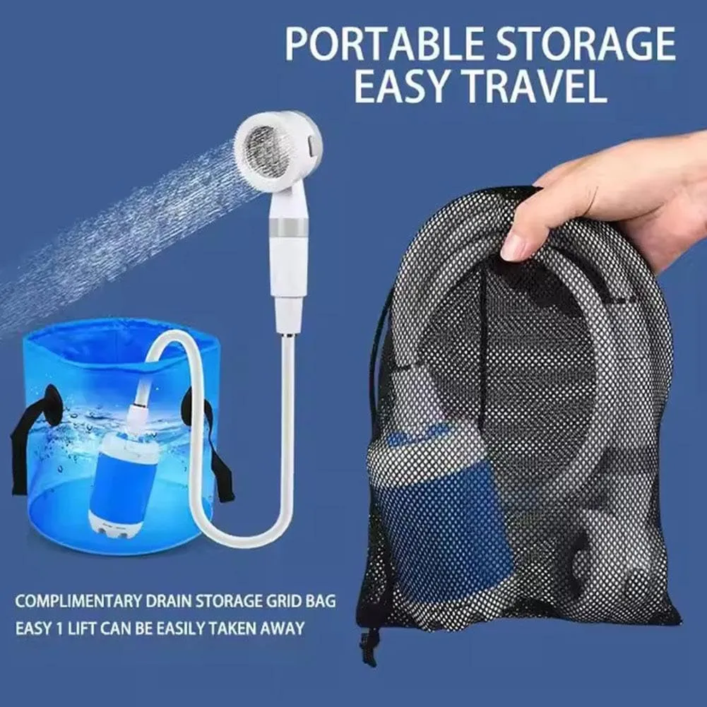 Portable Camping Shower Outdoor Camp Shower Pump,Upgrade Rechargeable Electric Shower Pump,Waterproof Handheld Electric Shower Head Outdoor Shower for Camping,Hiking,Travel,RV,Pet Bath, Car Washing