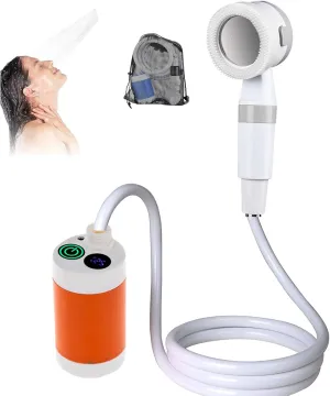 Portable Camping Shower Outdoor Camp Shower Pump,Upgrade Rechargeable Electric Shower Pump,Waterproof Handheld Electric Shower Head Outdoor Shower for Camping,Hiking,Travel,RV,Pet Bath, Car Washing