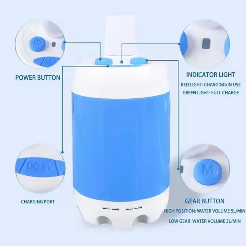 Portable Camping Shower Outdoor Camp Shower Pump,Upgrade Rechargeable Electric Shower Pump,Waterproof Handheld Electric Shower Head Outdoor Shower for Camping,Hiking,Travel,RV,Pet Bath, Car Washing