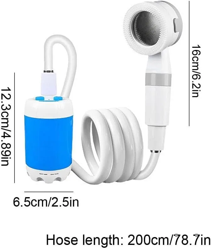 Portable Camping Shower Outdoor Camp Shower Pump,Upgrade Rechargeable Electric Shower Pump,Waterproof Handheld Electric Shower Head Outdoor Shower for Camping,Hiking,Travel,RV,Pet Bath, Car Washing