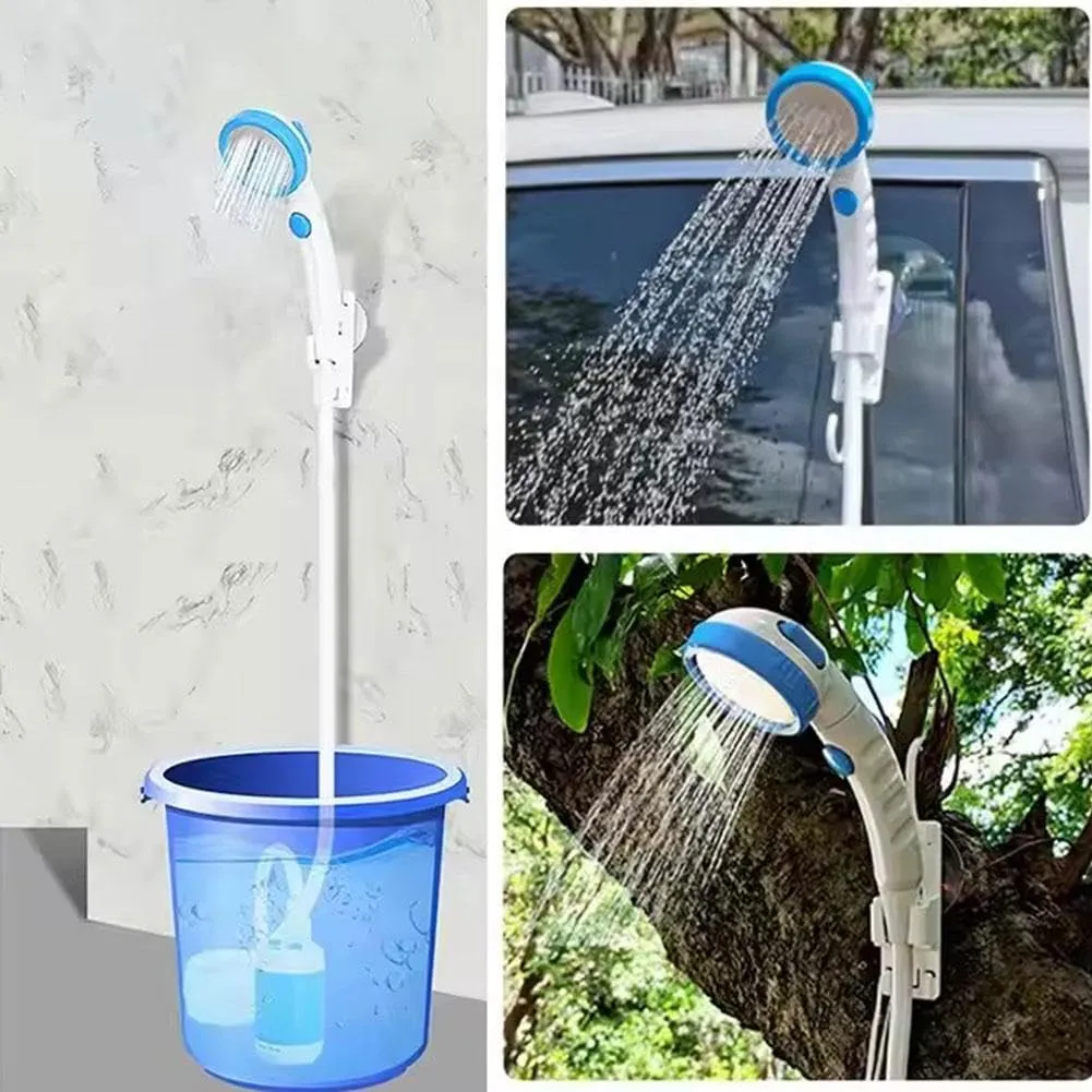 Portable Camping Shower Outdoor Camp Shower Pump,Upgrade Rechargeable Electric Shower Pump,Waterproof Handheld Electric Shower Head Outdoor Shower for Camping,Hiking,Travel,RV,Pet Bath, Car Washing