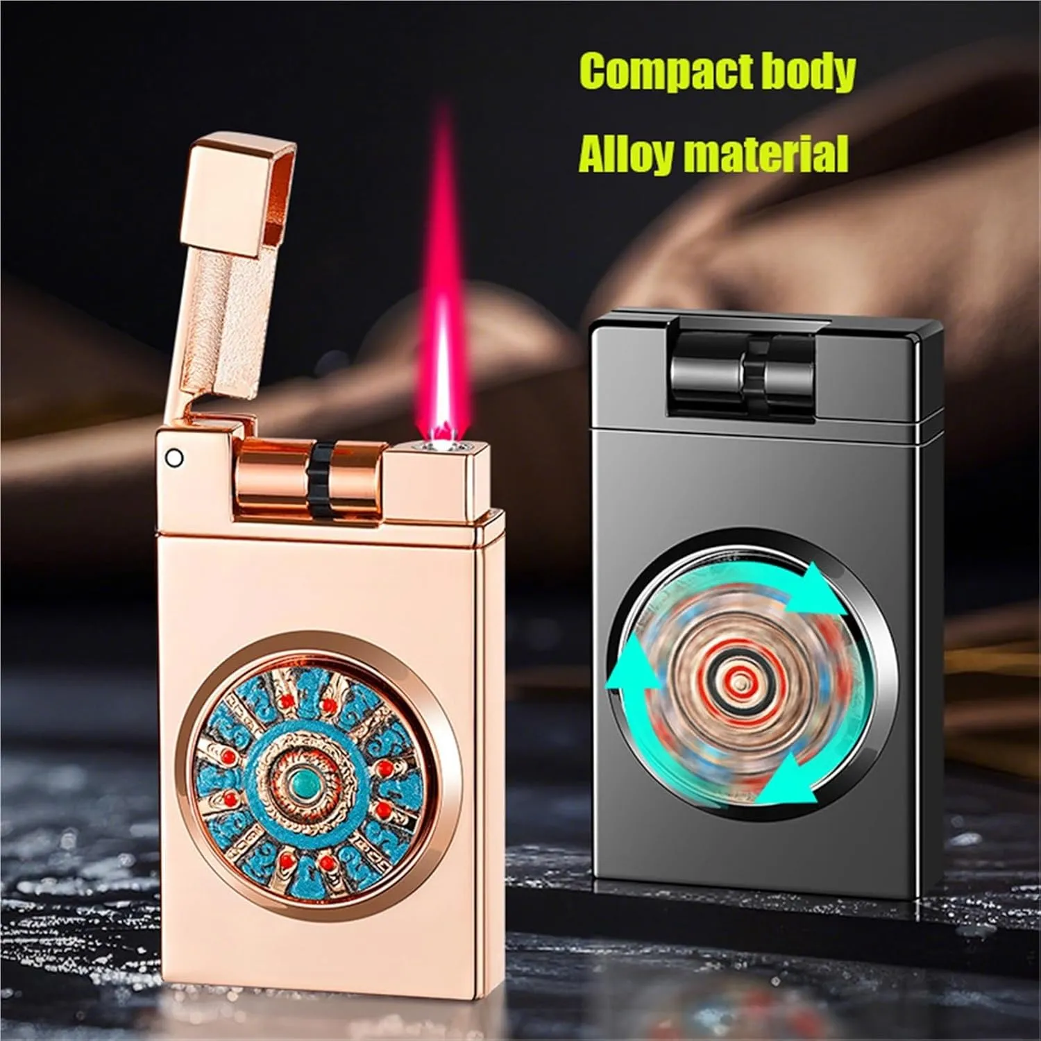 Portable Metal Windproof Lighter, Jet red Flame Butane Lighter, Multi-Purpose, Adjustable Flame refillable, Suitable for Barbecue, Candles, Outdoor, Camping, The Best Gift for Men and Women(C)