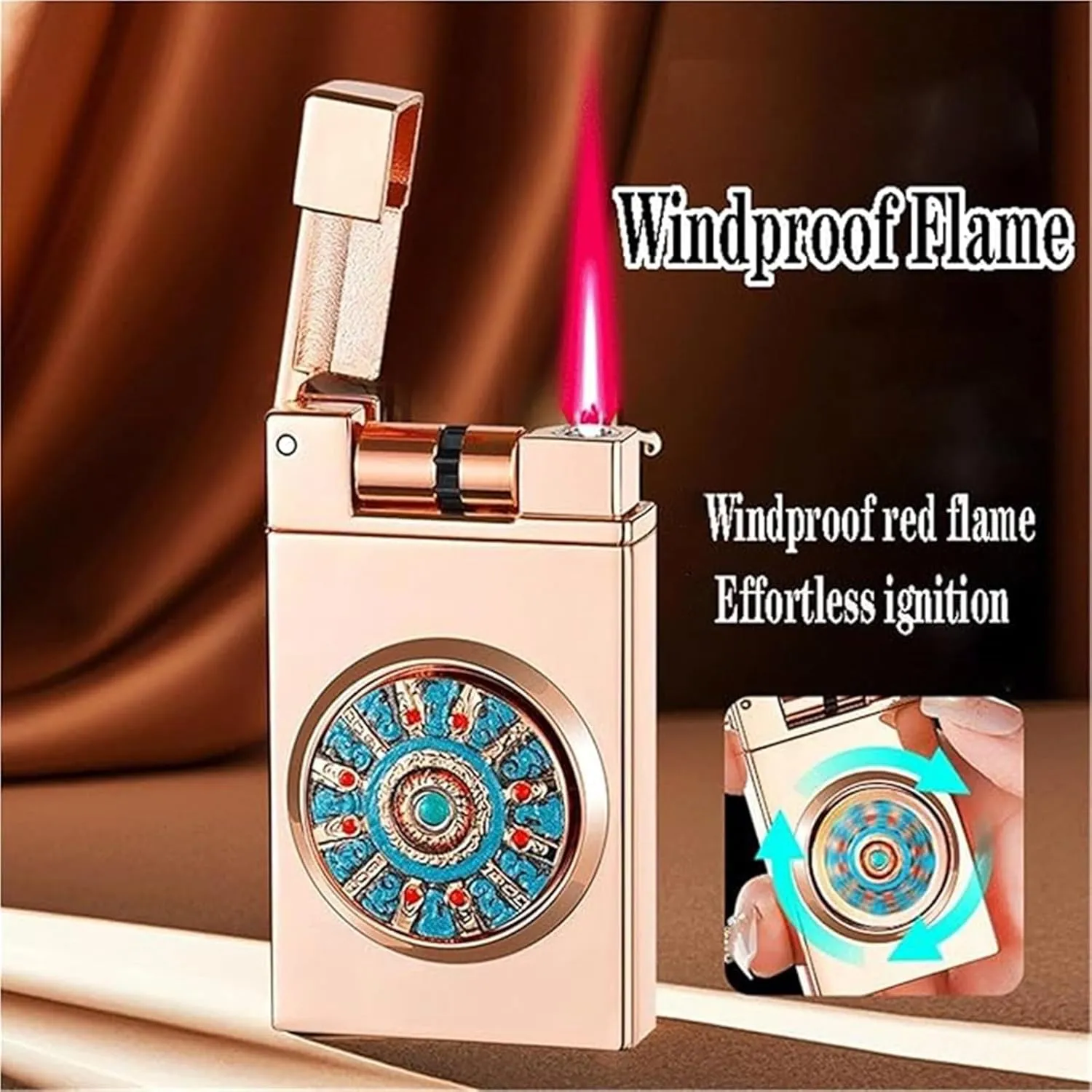 Portable Metal Windproof Lighter, Jet red Flame Butane Lighter, Multi-Purpose, Adjustable Flame refillable, Suitable for Barbecue, Candles, Outdoor, Camping, The Best Gift for Men and Women(C)