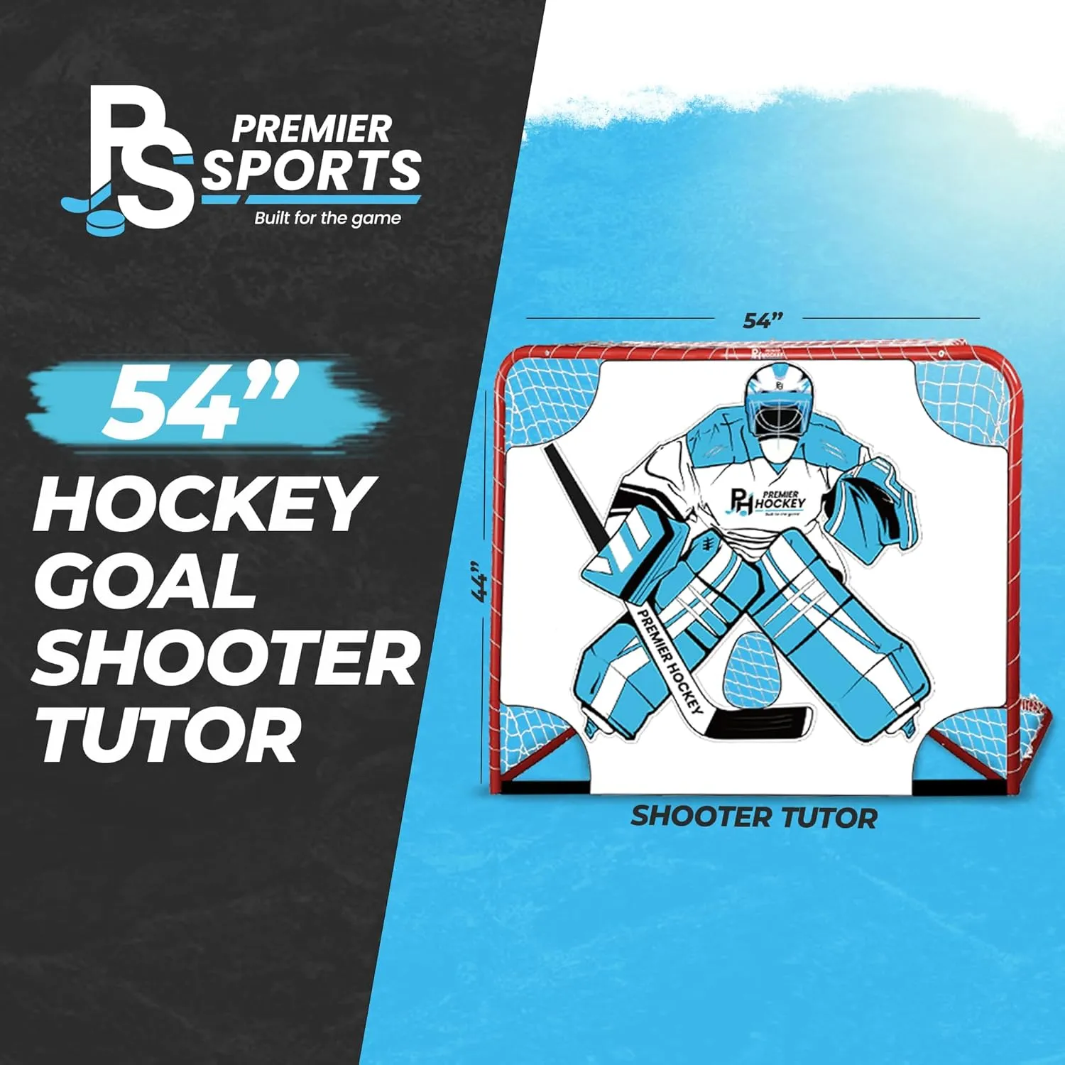 Premier Sports – Hockey Goal Shooter Tutor – Fits Inside 54“ Hockey Net – Street & Roller Hockey Nylon Shooting Tarp – Hockey Shooting Accuracy Training Equipment