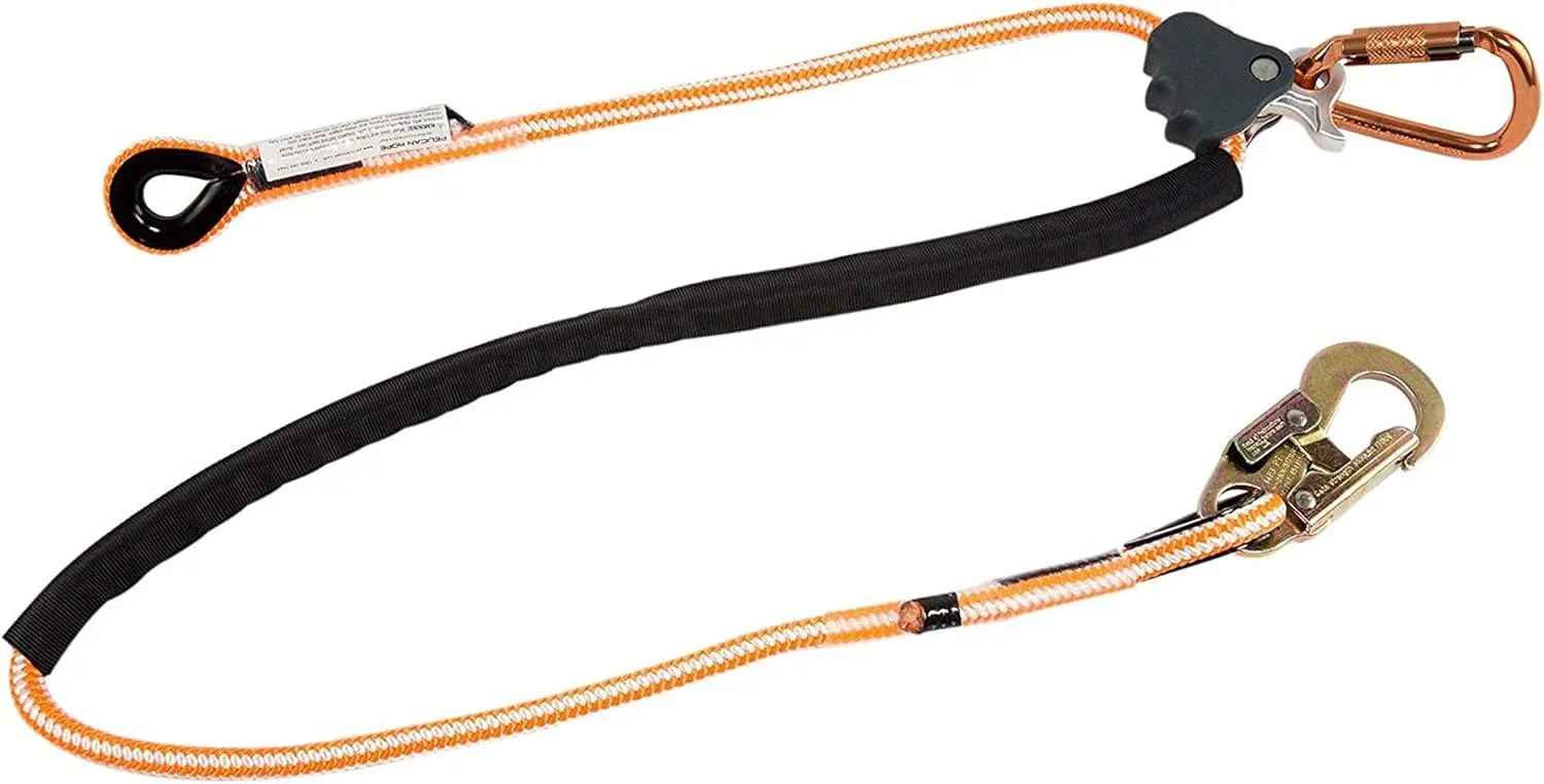 ProClimb Arborist Positioning Lanyard by Pelican Rope - 1/2 in x 10 ft Polyester Rope with Steel Snap Hook - Adjustable, High Visibility, ANSI/OSHA Certified for Work Positioning and Tree Climbing