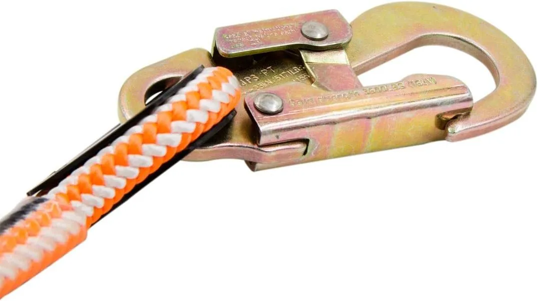 ProClimb Arborist Positioning Lanyard by Pelican Rope - 1/2 in x 10 ft Polyester Rope with Steel Snap Hook - Adjustable, High Visibility, ANSI/OSHA Certified for Work Positioning and Tree Climbing
