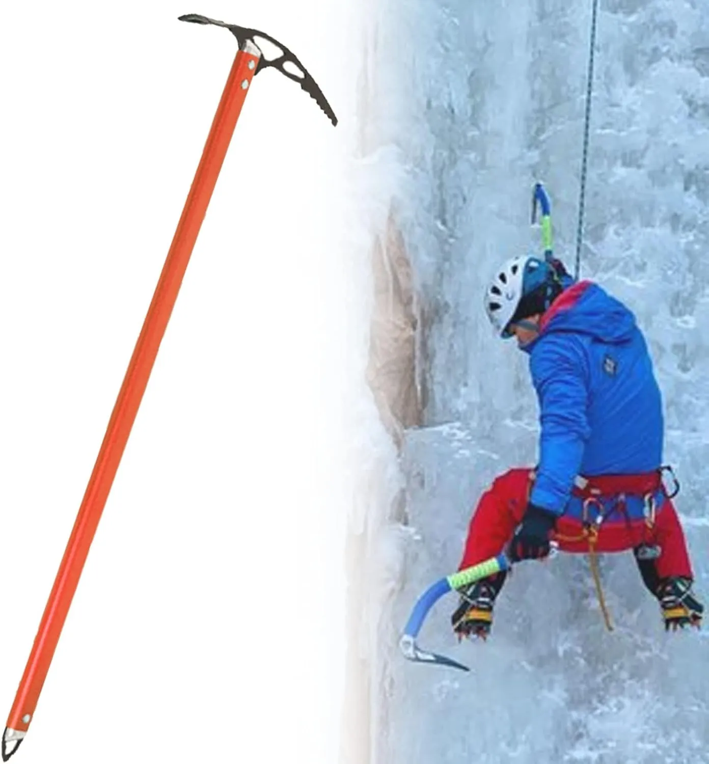 Professional Ice Climbing Axes, Lightweight Outdoor Walking Pickaxe with Aluminum Material Length 60/65/70/75cm, Climbing Equipment for Mountaineering Hiking Aerial Work
