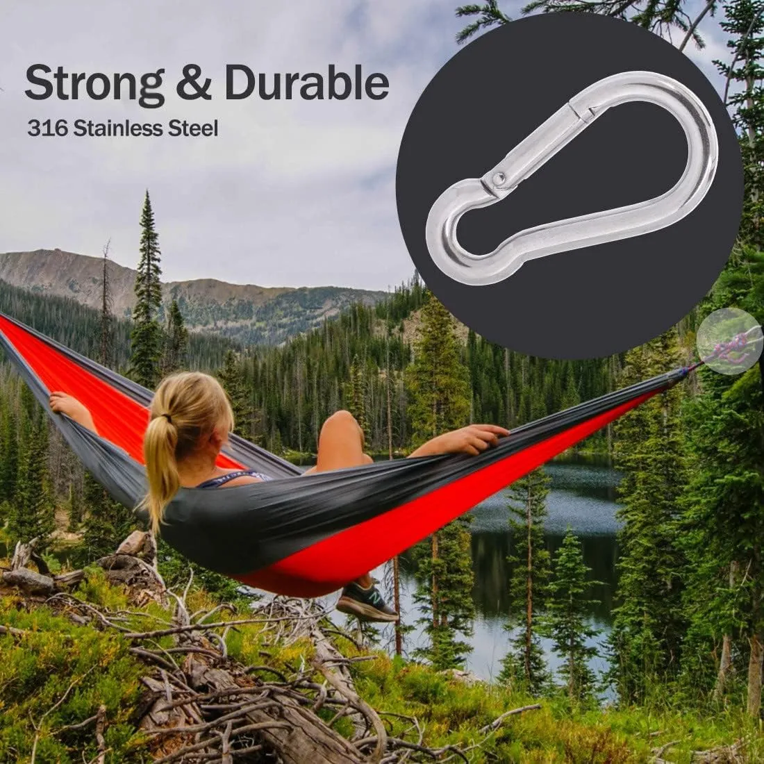 PROND Carabiner Clip, Heavy Duty Carabiner Clips, 316 Stainless Steel Carabiner Hooks, Multi-Purpose Spring Snap Hook