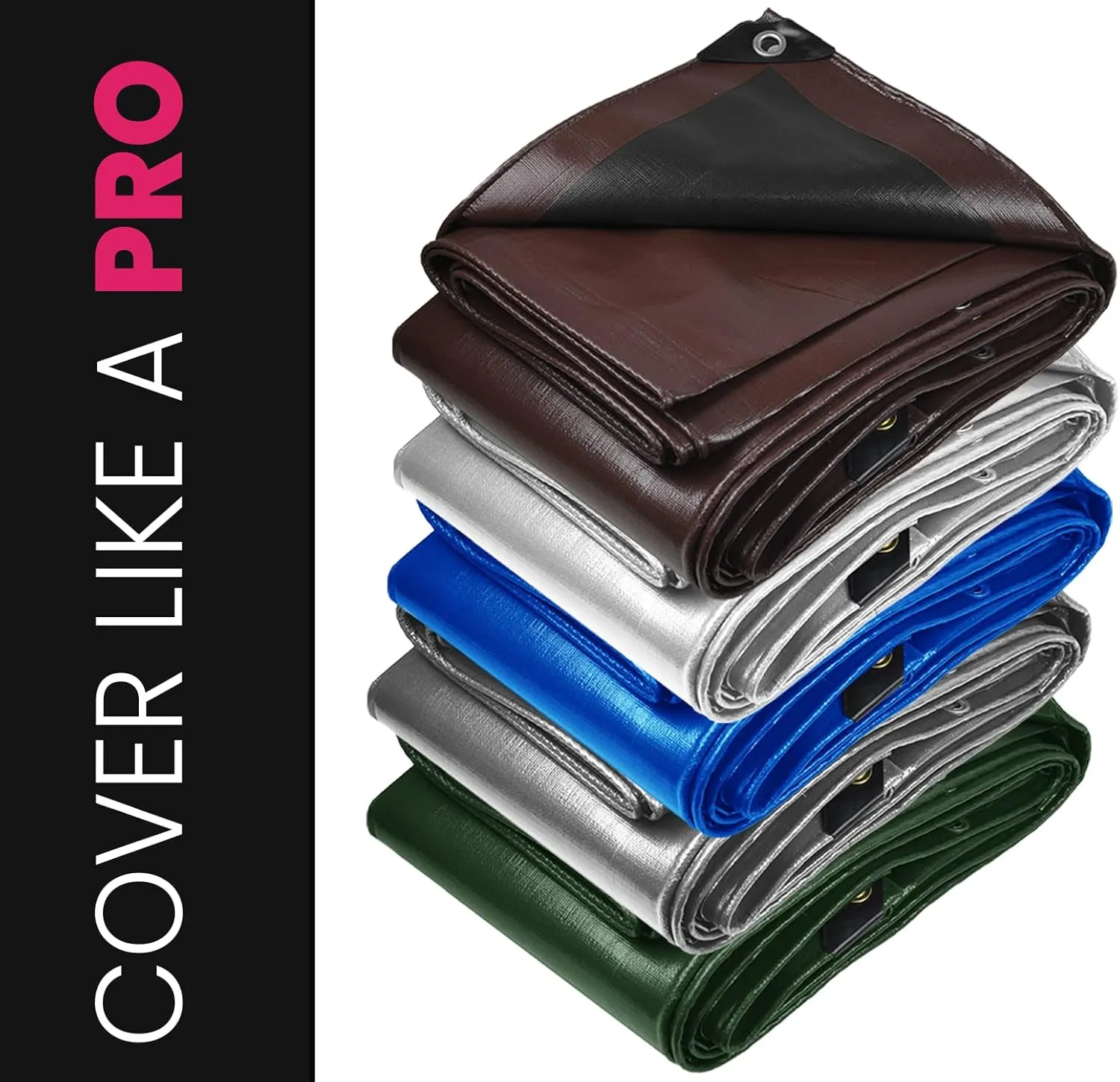 PROTARP Extreme Heavy Duty 22 Mil Tarp Cover, Waterproof, UV Resistant, Rip and Tear Proof, Poly Tarpaulin with Reinforced Edges for Roof, Camping, Patio, Pool, Boat. (Brown/Black 10′ X 10′)