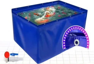PVC Canvas Pool for Ponds,Outdoor Fish Pond Storage Tank Fish Pond Canvas Waterproof Plastic Bag Pool, Temporary Holding Tank for Saltwater Fish,0.5mm Fish Pond Water