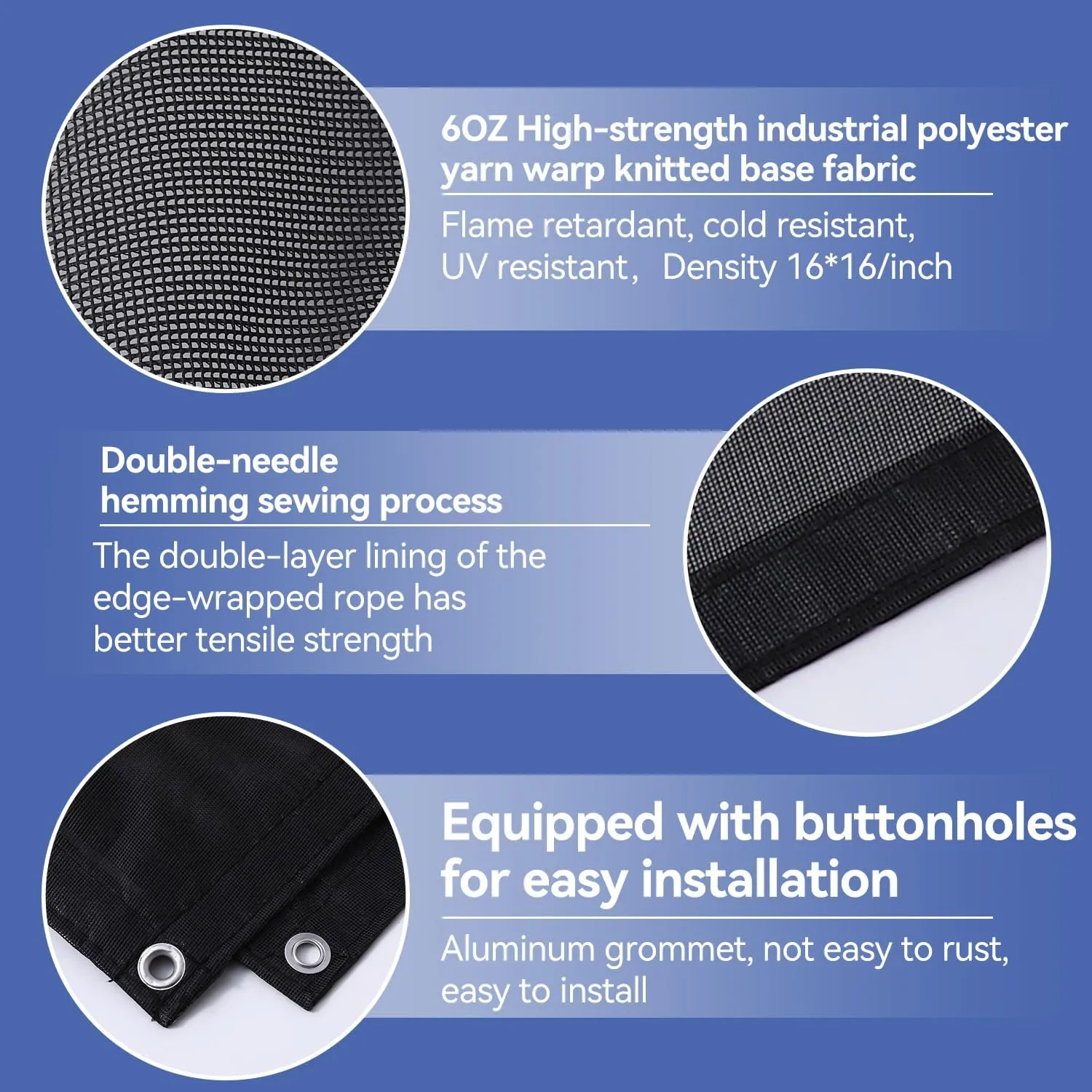 PVC Coating mesh tarp 6 Oz Protective Cover with Reinforced Edges, Multipurpose for Patio Garden Fences Swimming Pools Construction Dump Trucks Equipment (Black, 20'x20')