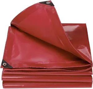 PVC Tarps 20 Mil, 6 * 8ft Heavy Duty Tarpaulin Cover, Waterproof, UV Resistant, Multi-Purpose Tarp for Canopy Tent, Roof, Camping Car Boat Cover Sun Coated Shade Red