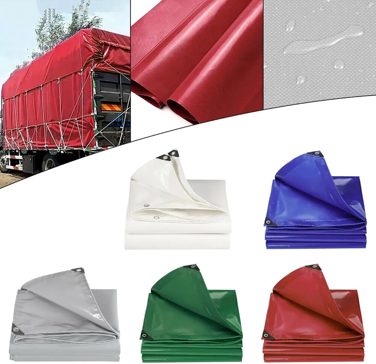 PVC Tarps 20 Mil, 6 * 8ft Heavy Duty Tarpaulin Cover, Waterproof, UV Resistant, Multi-Purpose Tarp for Canopy Tent, Roof, Camping Car Boat Cover Sun Coated Shade Red