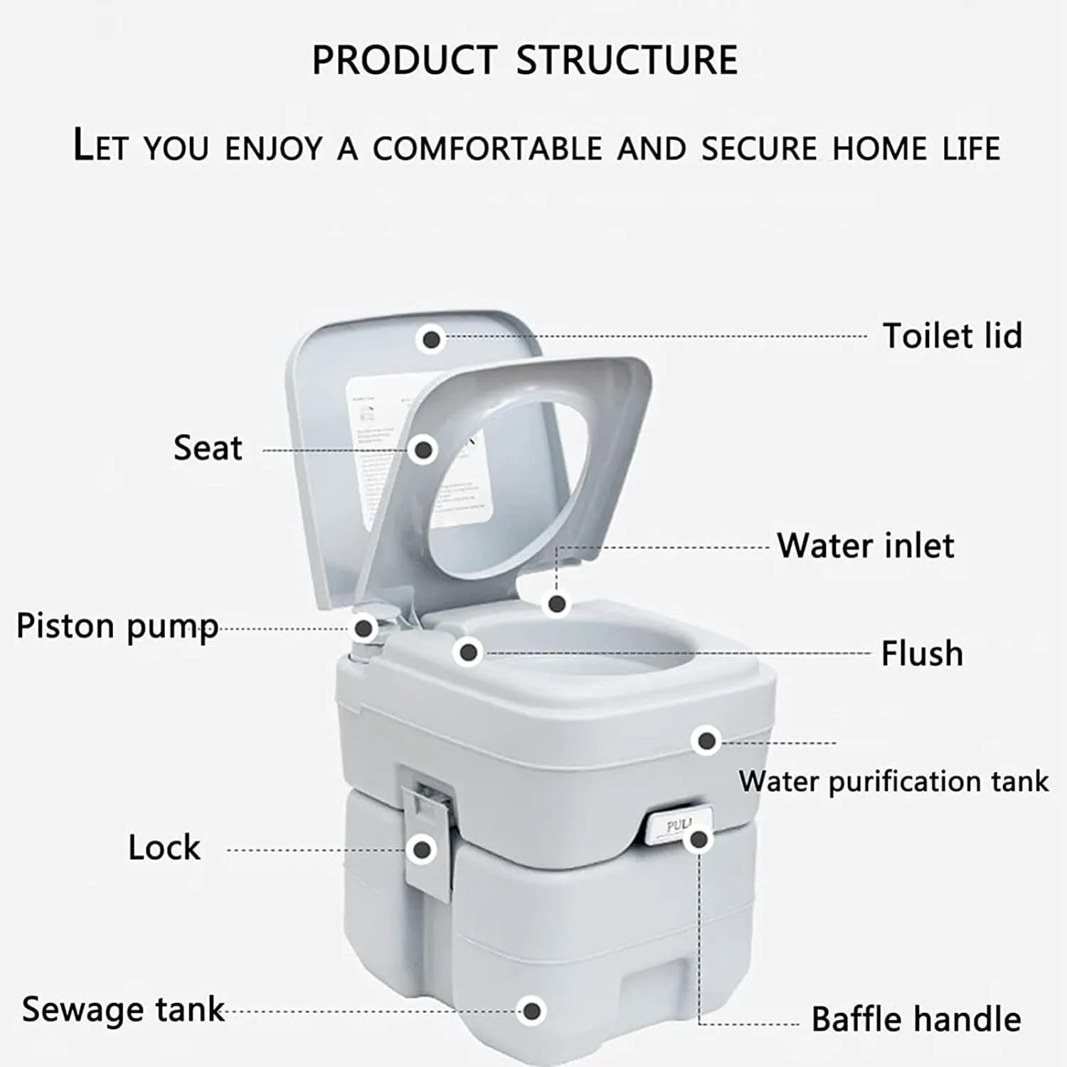 RAGGZZ Portable Travel Toilet-Designed, Compact Indoor and Outdoor Commode W/Travel Bag for Camping for Camping RV Boating and Other Recreational Activities White,10L