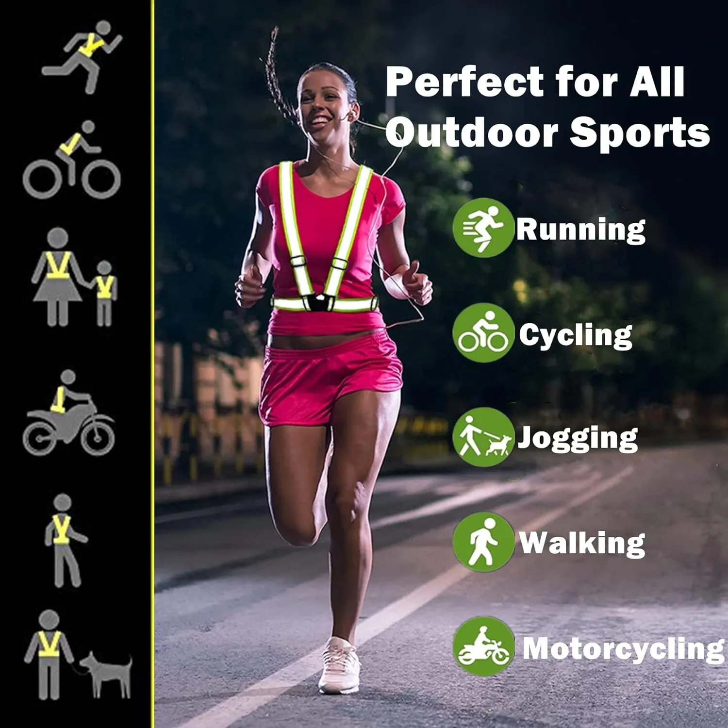 Reflective Strap Safety Vest Gear - 2-10 Pack Adjustable High Visible Reflective Running Gear for Women Men Night