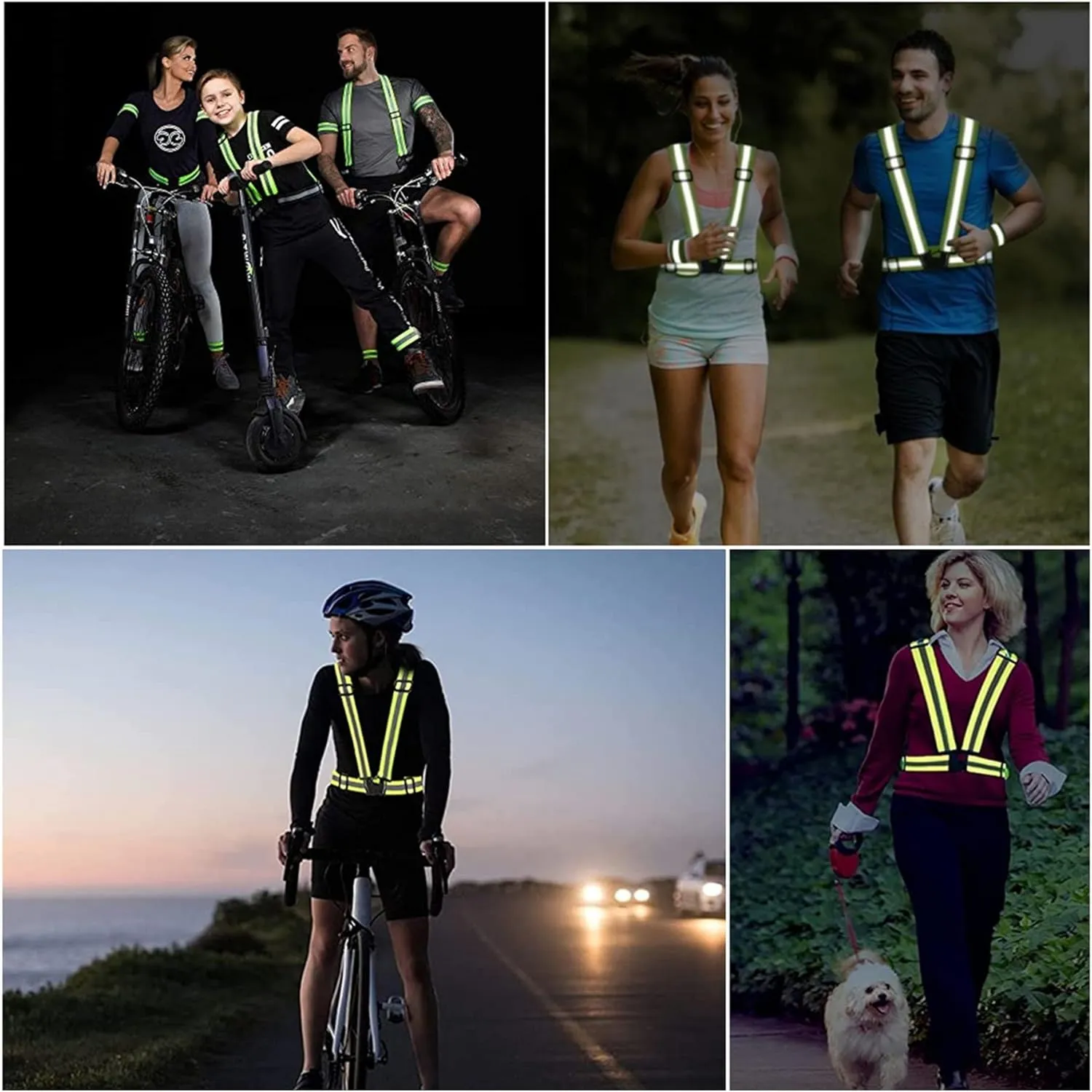 Reflective Strap Safety Vest Gear - 2-10 Pack Adjustable High Visible Reflective Running Gear for Women Men Night