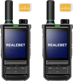 RELEABET 2-Pack Global Walkie Talkies with Sim Cards,Talkies Rapid Unlimited Range PTT Push to Talk, Rechargeable Long Distance Handheld PoC Two Way Radios