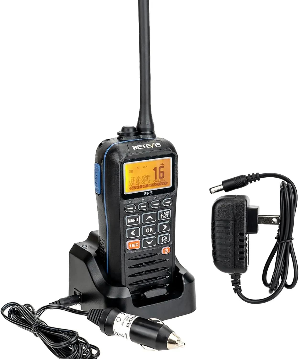 Retevis RM40 Handheld Marine Radio with GPS, DSC Radio Marine,Boat Radio Floating IP67 Submersible Waterproof,Mob,NOAA Weather Alert,1500mAh,Marine Radio Handheld with Distress for Boats Coast Guard