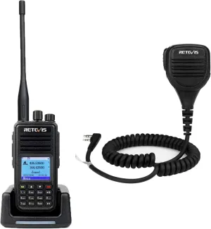 Retevis RT3S Dual Band Ham Radio(1 Pack) Bundle with Waterproof Shoulder Speaker Mic(1 Pack), DMR Radio with GPS APRS, 3000Ch 2000mAh, Long Range Handheld Transceiver for Traveling Hiking