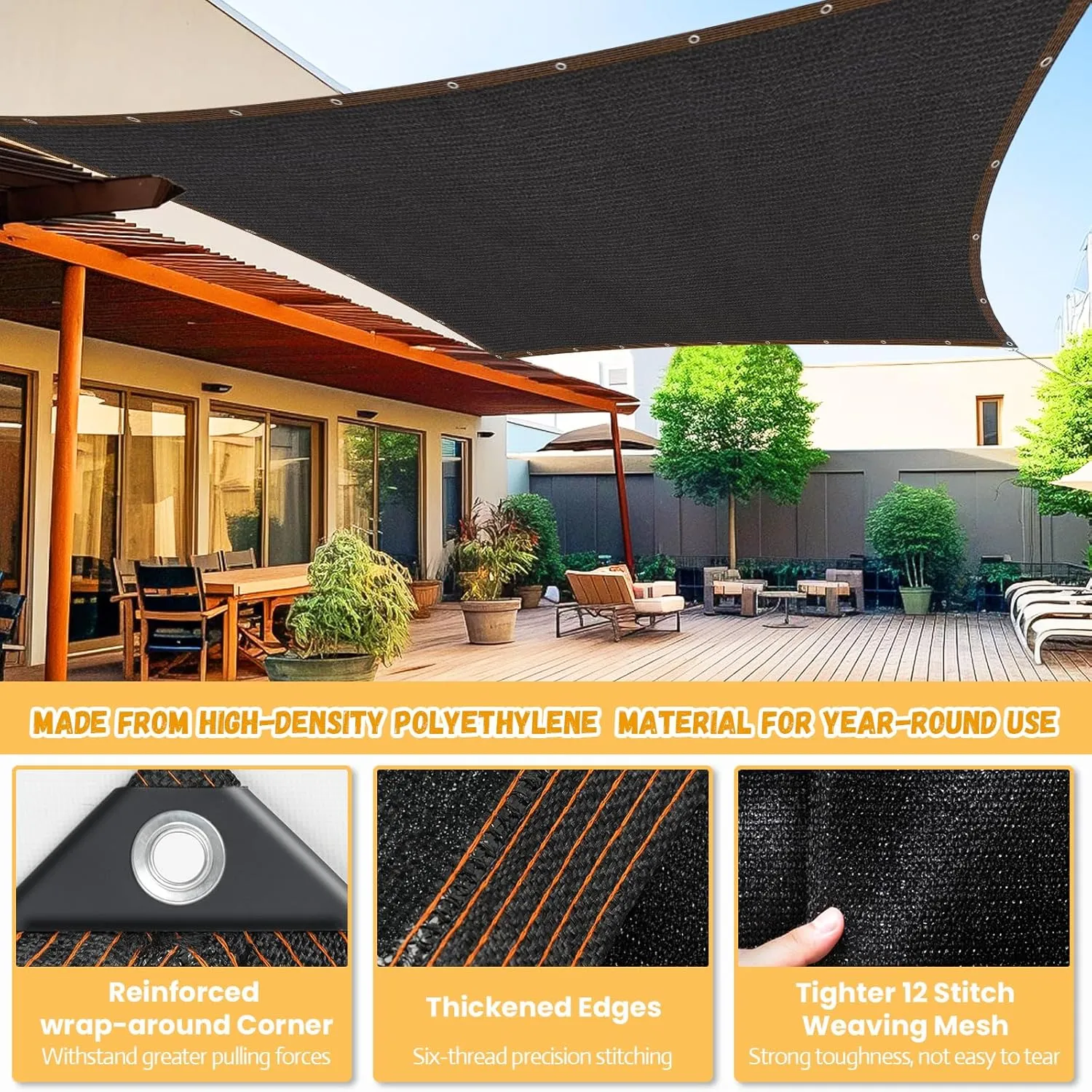 Riare 90% Black Shade Cloth- 10 x 20 FT Sunblock Garden Shade Cloth, Sun Shade Mesh Tarp with Reinforced Grommets for Greenhouse, Garden, Patio, Backyard, Plants, Pergola, Chicken Coop