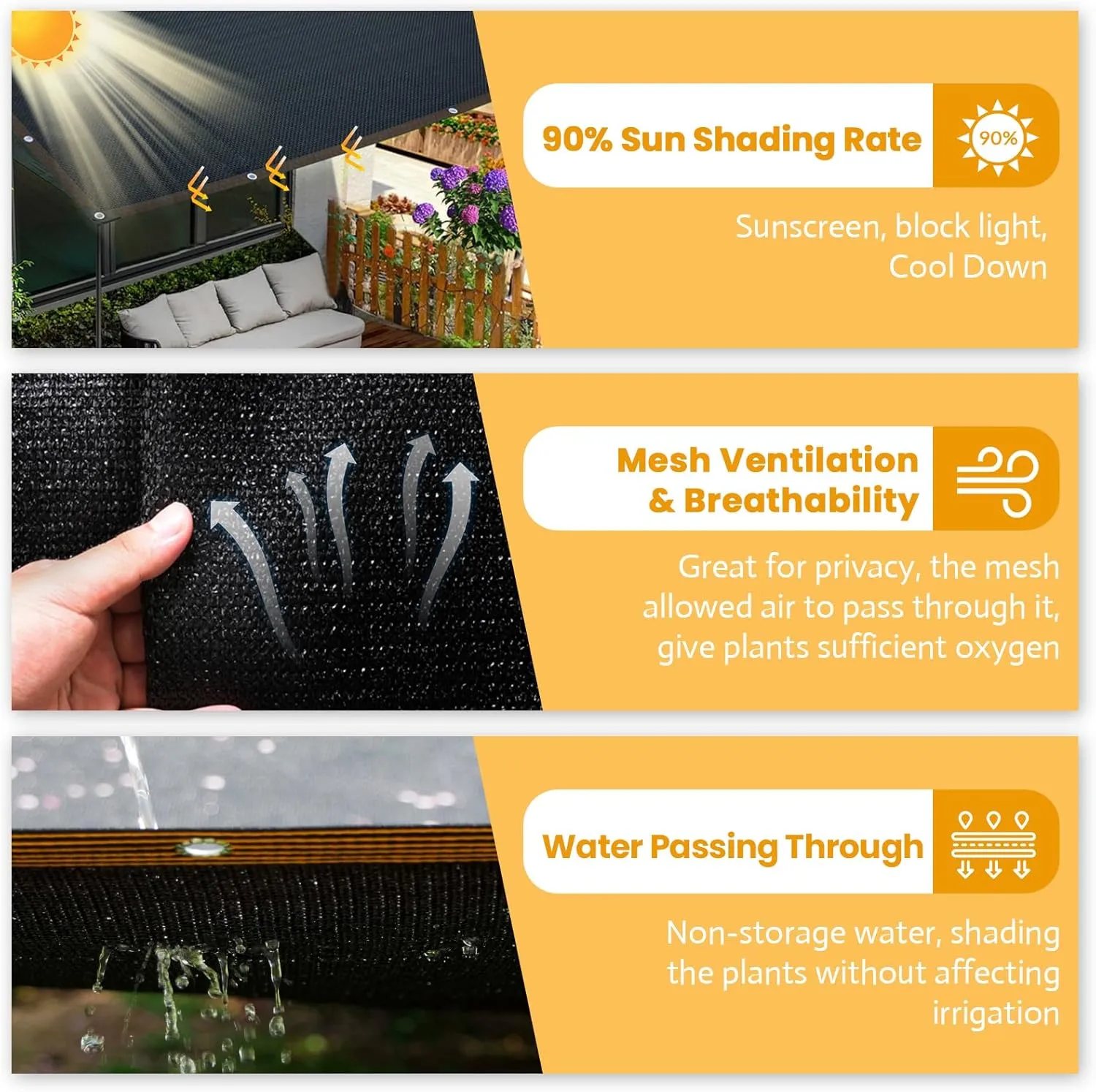 Riare 90% Black Shade Cloth- 10 x 20 FT Sunblock Garden Shade Cloth, Sun Shade Mesh Tarp with Reinforced Grommets for Greenhouse, Garden, Patio, Backyard, Plants, Pergola, Chicken Coop