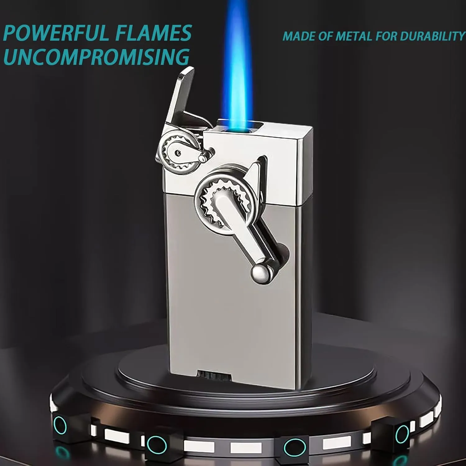 Rocker Gear Torch Lighters, Irefillable Jet Lighters, Unique Gifts for Men, Candle Lighter Hiking Gear(No Butane Fuel) (Black)