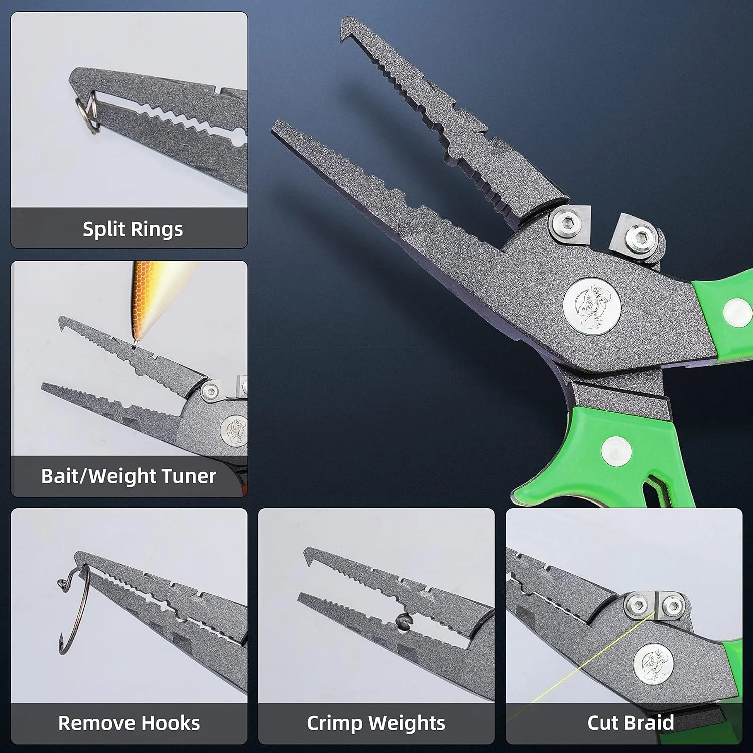 RUNCL Fishing Plier, Fish Lip Gripper Kit, Fishing Remover Extractor, Multi-Function Fishing Tools for Saltwater, Freshwater, Ice Fishing, Premium Fishing Gifts for Men