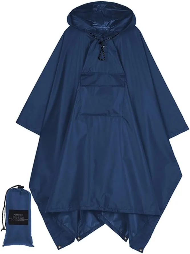 salamra Hooded Rain Poncho Waterproof Raincoat Jacket for Men/Women/Adults with Pocket
