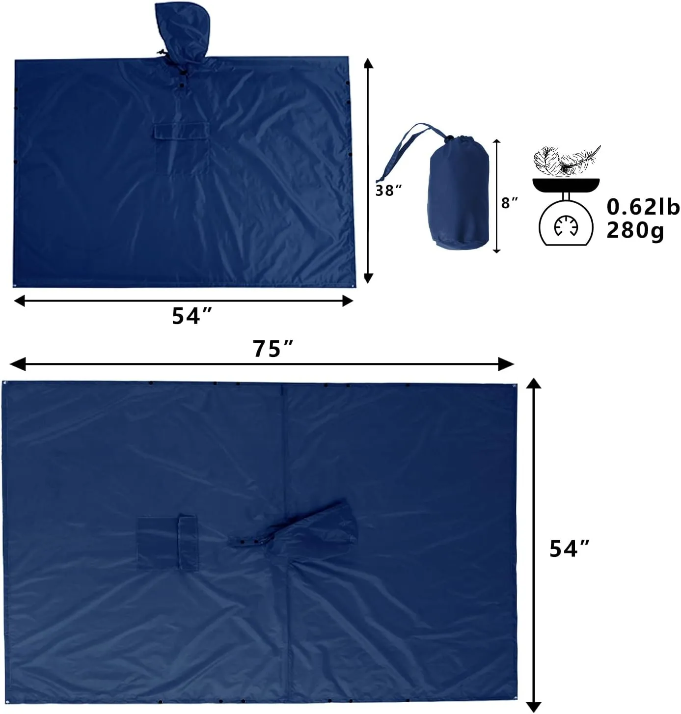 salamra Hooded Rain Poncho Waterproof Raincoat Jacket for Men/Women/Adults with Pocket