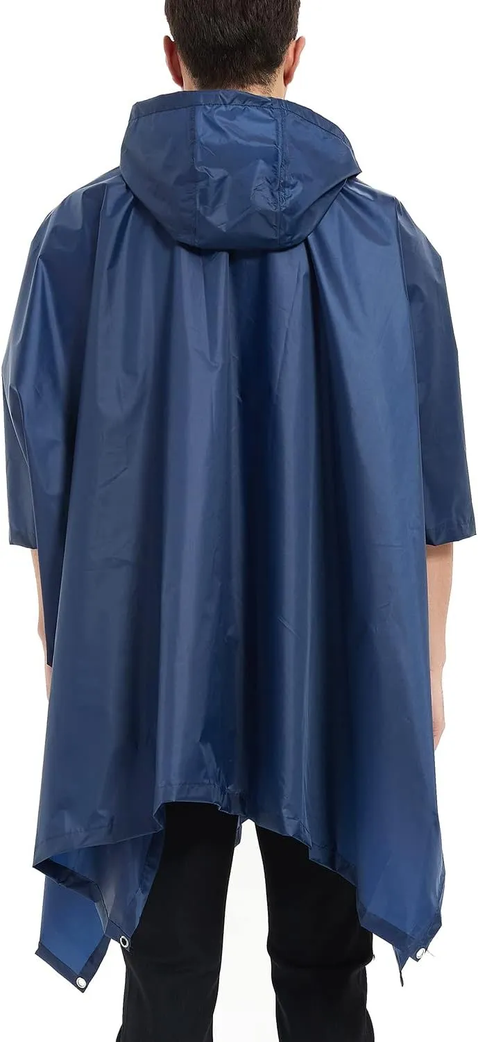 salamra Hooded Rain Poncho Waterproof Raincoat Jacket for Men/Women/Adults with Pocket