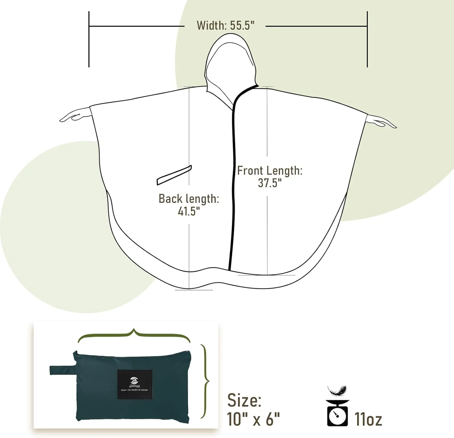SaphiRose Unisex Rain Poncho Raincoat Hooded for Adults Women with Pockets