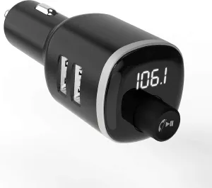 Scosche BTFM4 BTFREQ Universal Bluetooth Handsfree Car Kit with FM Transmitter and Dual USB Ports, Black