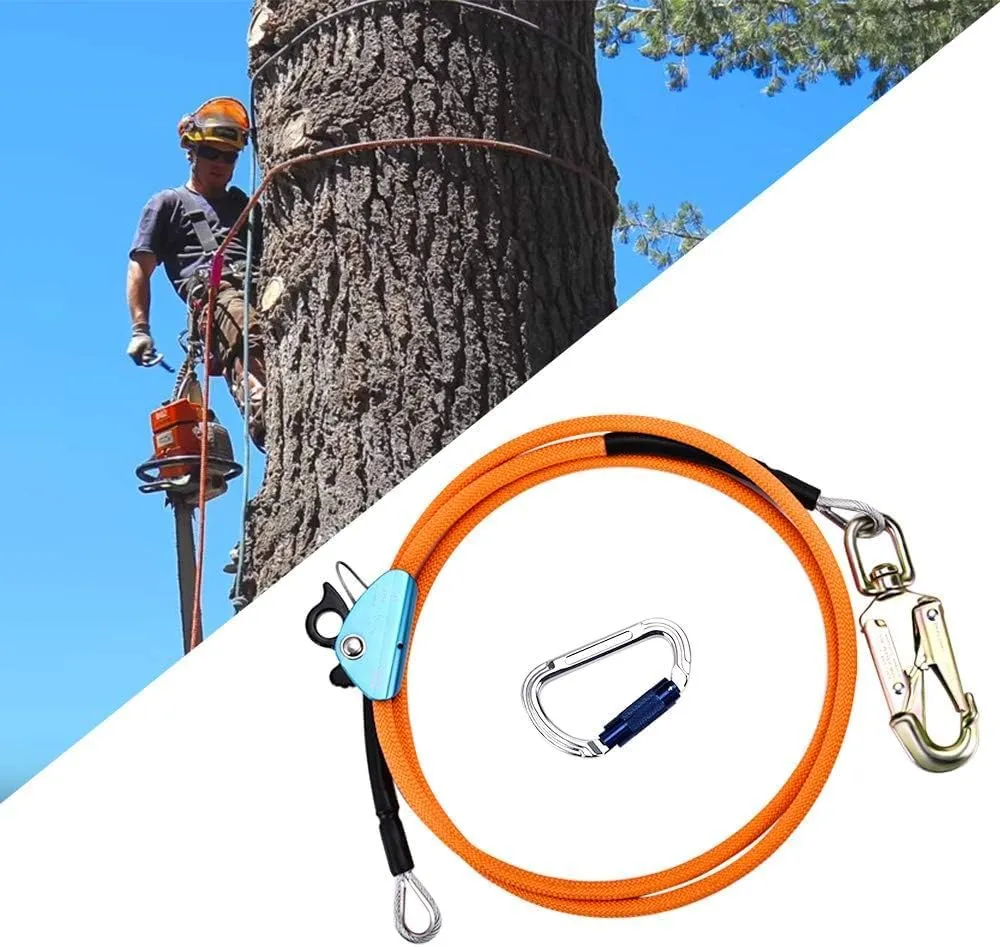 SEAAN Tree Climbing Flipline Kit 1/2'' x 10FT Arborist Flip Line Tree Climbing Lanyard Steel Core Rope - Adjustable, Better Grab, Low Stretch, Cut Resistant