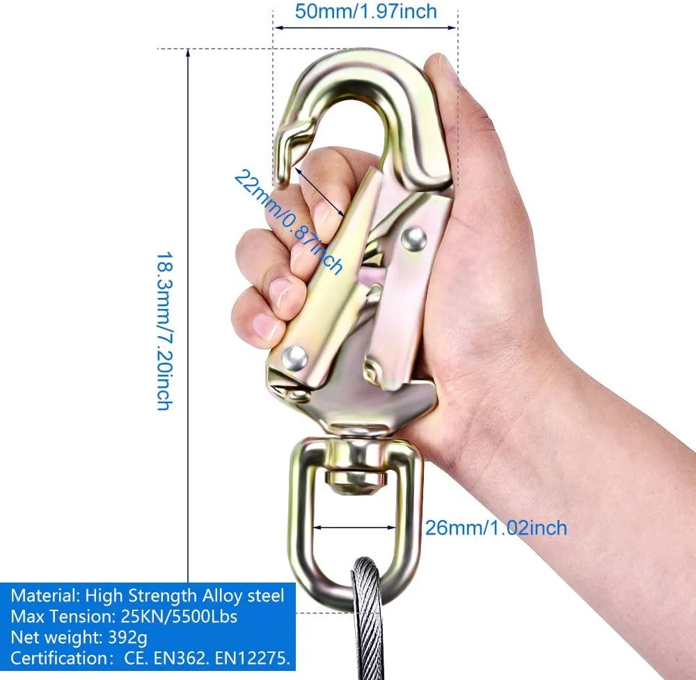 SEAAN Tree Climbing Flipline Kit 1/2'' x 10FT Arborist Flip Line Tree Climbing Lanyard Steel Core Rope - Adjustable, Better Grab, Low Stretch, Cut Resistant