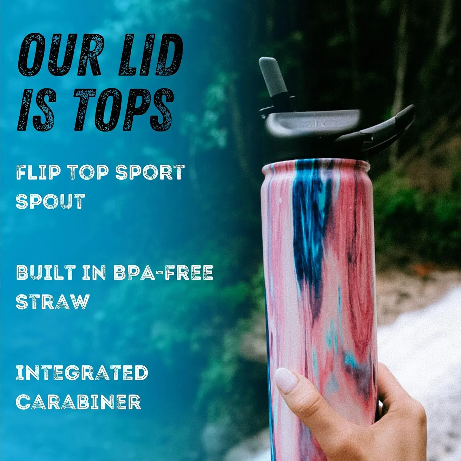 Seriously Ice Cold SIC 27oz Insulated Water Bottle Thermos, Premium Triple Layer Vacuum Stainless Steel, BPA Free Wide Mouth Lid with Carabiner Clip
