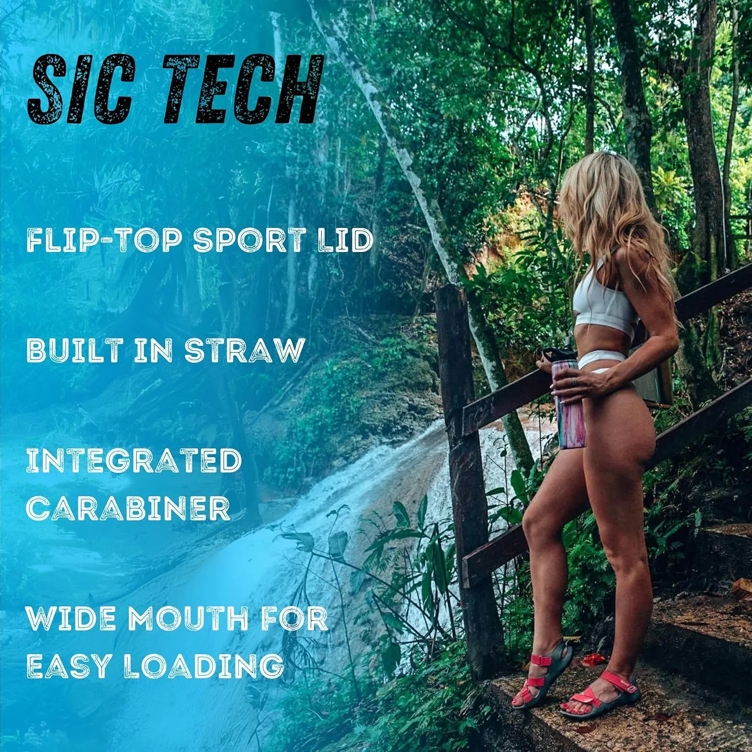 Seriously Ice Cold SIC 27oz Insulated Water Bottle Thermos, Premium Triple Layer Vacuum Stainless Steel, BPA Free Wide Mouth Lid with Carabiner Clip