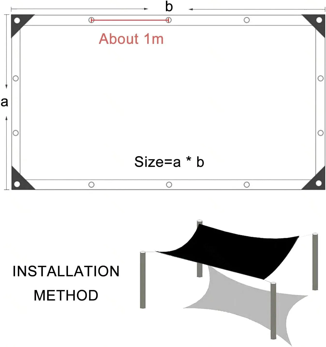 Shade Netting With Grommets,Shade Cloth Black,Garden Greenhouse Patio Pergola Plant Sunblock Shade Net,Rectangular Shade Sail,Breathable Shade Mesh Tarp,70% Uv Resistant,Black-2.5x4m(8.2*13.1ft)