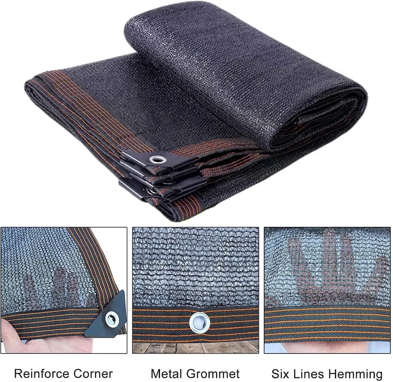 Shade Netting With Grommets,Shade Cloth Black,Garden Greenhouse Patio Pergola Plant Sunblock Shade Net,Rectangular Shade Sail,Breathable Shade Mesh Tarp,70% Uv Resistant,Black-2.5x4m(8.2*13.1ft)