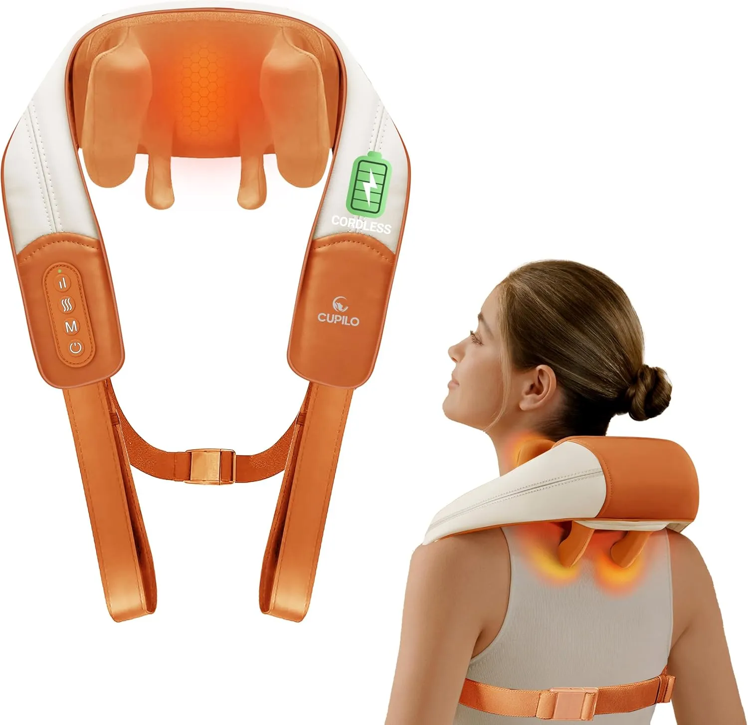 Shiatsu Neck Massager with Heat - Ideal Gift for Her,Him,Cordless 4D Expert Neck Shoulder Massage for Pain Relief,Upgarded Kneading Massager for Muscle Relaxation