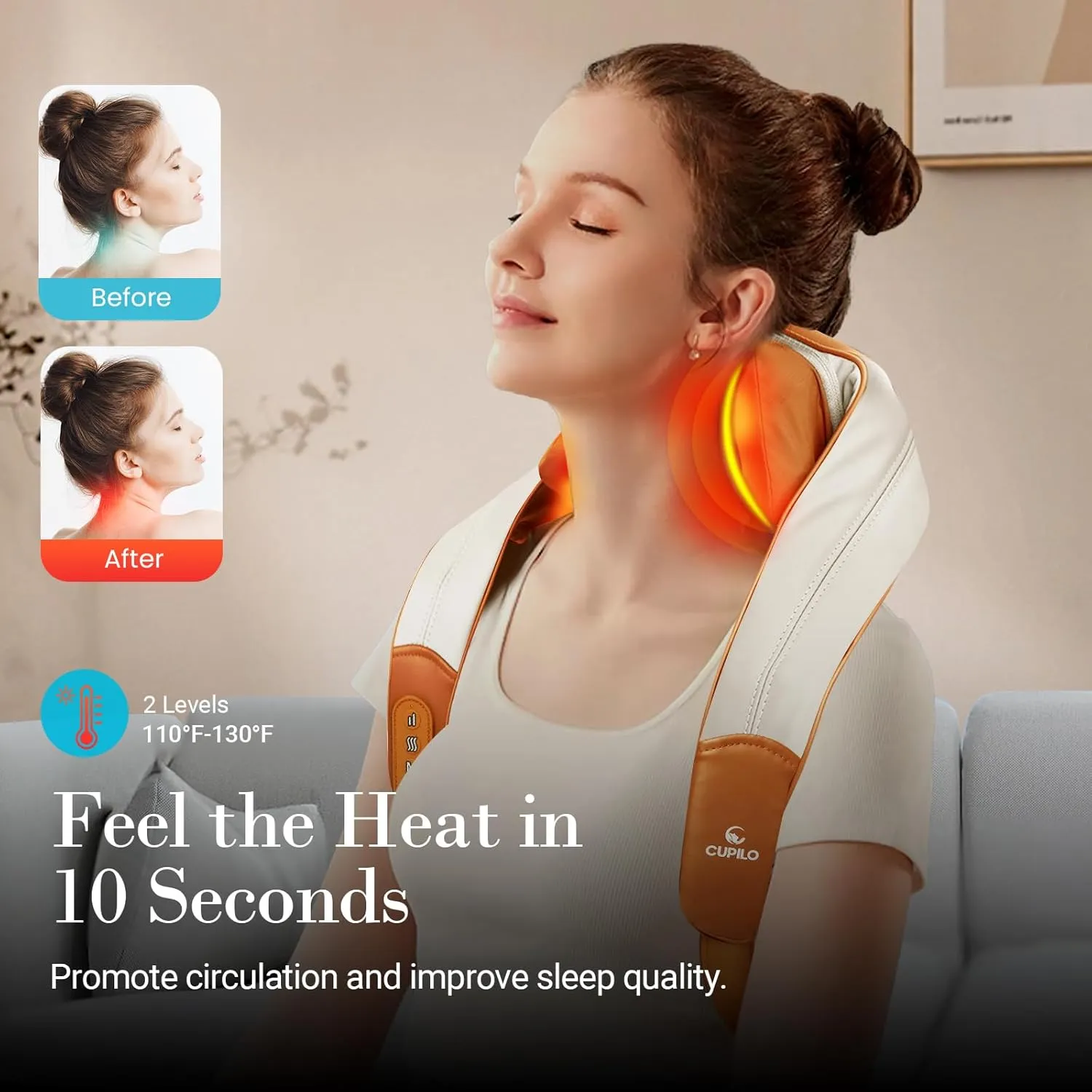 Shiatsu Neck Massager with Heat - Ideal Gift for Her,Him,Cordless 4D Expert Neck Shoulder Massage for Pain Relief,Upgarded Kneading Massager for Muscle Relaxation