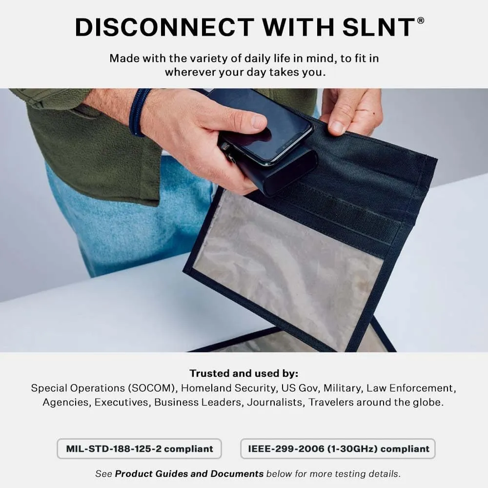 Silent Pocket SLNT Window Faraday Bags 500D Weatherproof Polyester Sleeve with Multishield Signal Blocking Faraday Material for Smartphones, Tablets, Travel, Anti-Hacking (Black, Large)