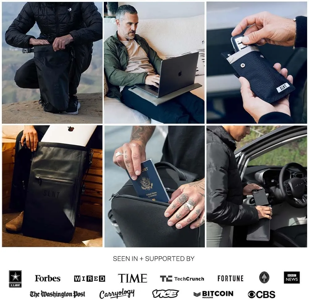 Silent Pocket SLNT Window Faraday Bags 500D Weatherproof Polyester Sleeve with Multishield Signal Blocking Faraday Material for Smartphones, Tablets, Travel, Anti-Hacking (Black, Large)