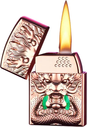 Smart Lighter with 4 Ignition Methods, Voice Activated Soft Flame Butane Lighter, Refillable Lighters, 3D Dragon Design (Gold, Without Fuel)