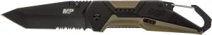 Smith & Wesson M&P Repo 8in High Carbon S.S. Assisted Folding Knife with 3.2in Tanto Blade and Aluminum/Overmold Handle for Outdoor, Tactical, Survival and EDC