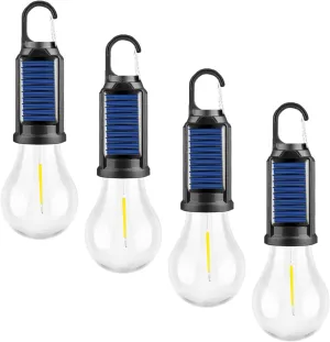 Solar Tent Camping Light Bulb Rechargeable Portable LED Camping Lantern3 Lighting Modes Tungsten Light Tent Lamp with Clip Hook for Camping, Hiking, Backpacking, Emergency Outage (T01)