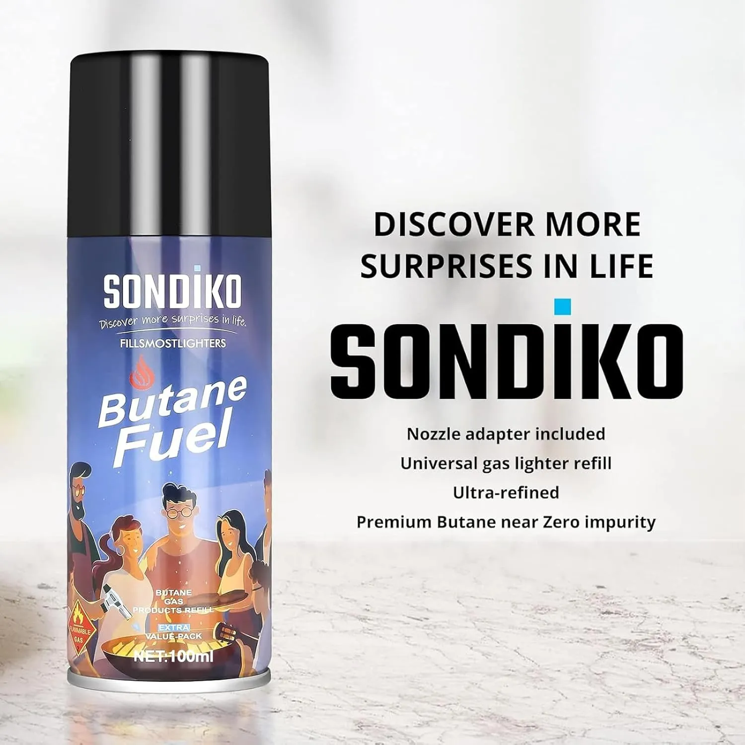 Sondiko Butane Refill, Premium Butane Fuel Canister, Premium Quality Fuel for Jet Flame Lighters and Torches(2 Can)