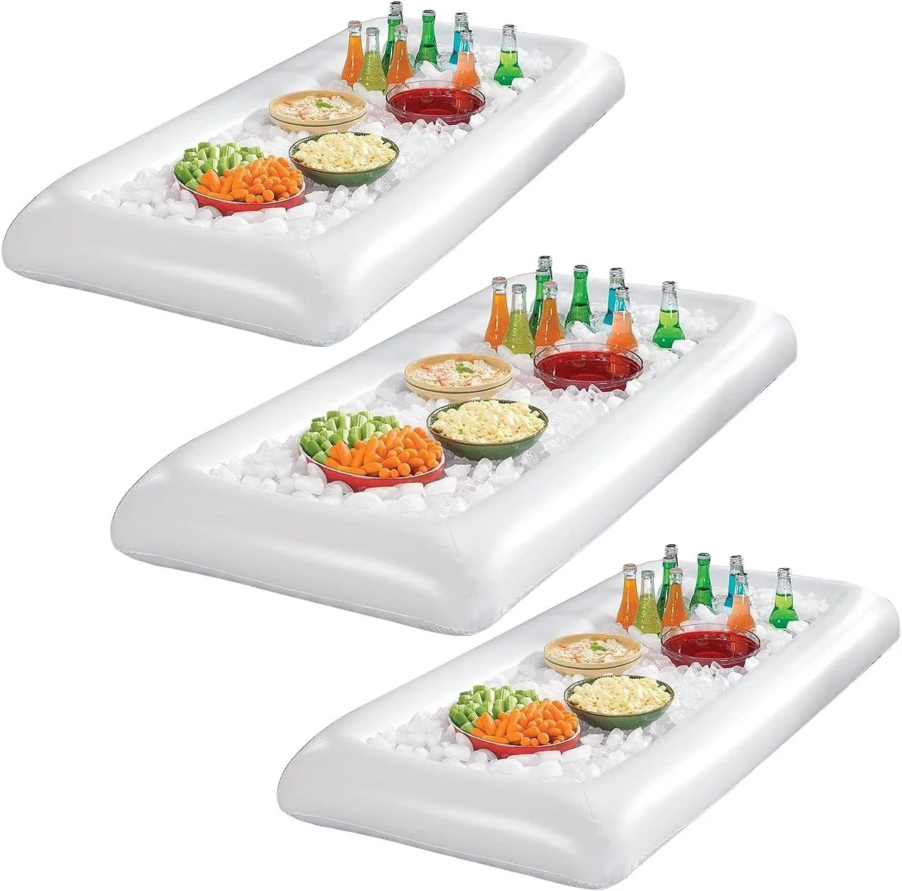 Sorbus White Inflatable Drinks & Food Serving Bar with Drain Plug (3 Salad Bars)