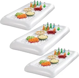 Sorbus White Inflatable Drinks & Food Serving Bar with Drain Plug (3 Salad Bars)