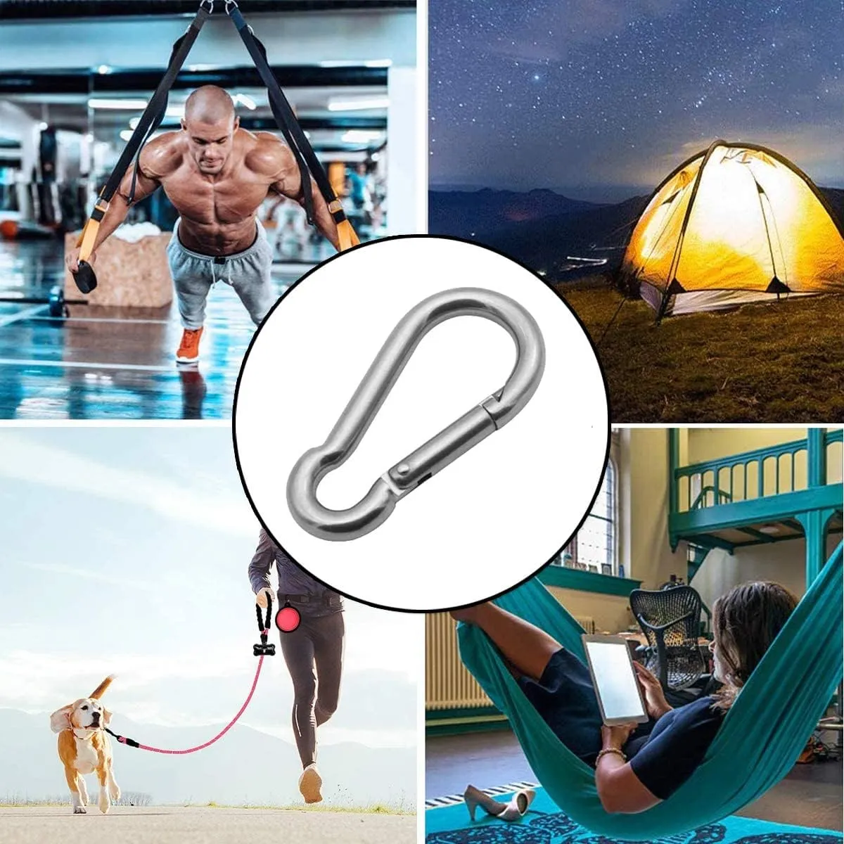 Spring Snap Hook 304 Stainless Steel Carabiner Camping Hiking Traveling Fishing