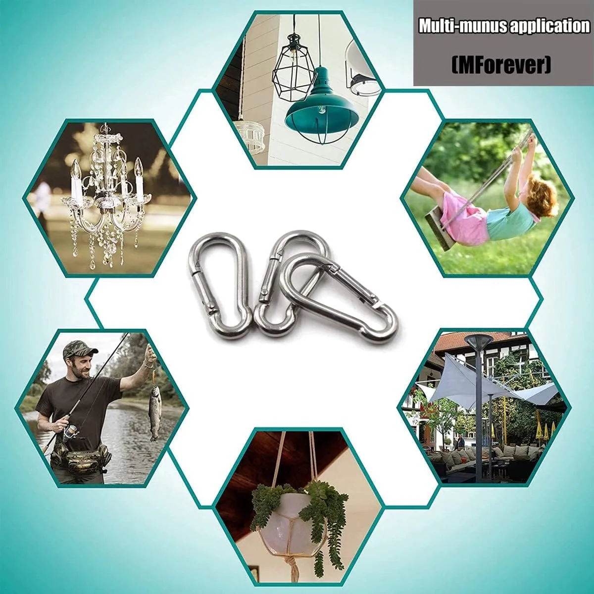 Spring Snap Hook 304 Stainless Steel Carabiner Camping Hiking Traveling Fishing